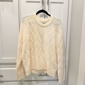 Abercrombie Cozy Cream Cable Knit Sweater size L